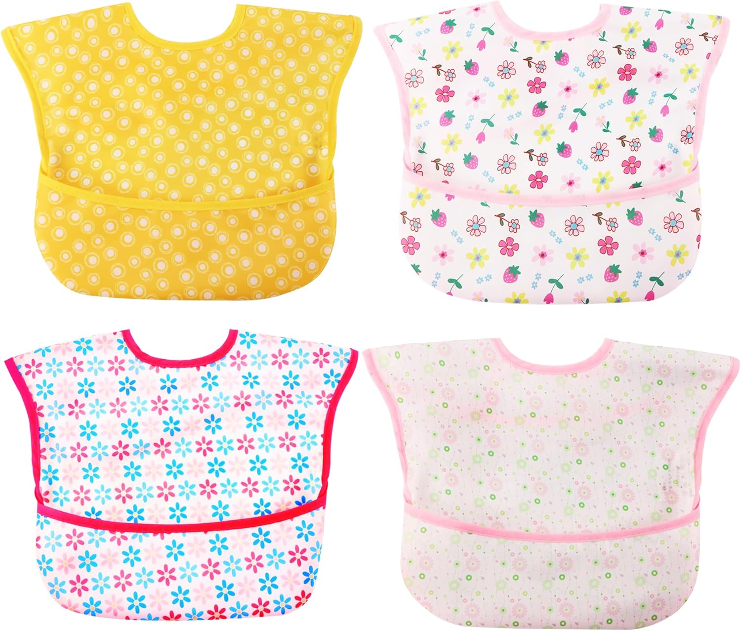 Baby bibs Waterproof Toddler bib - Feeding bib with Pocket for Infant Boy Girl Washable 6-36M