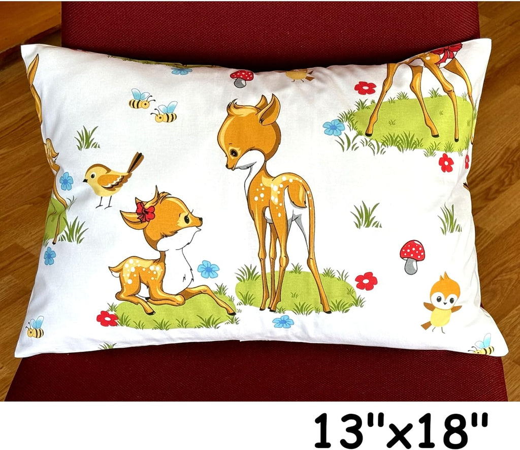 13 x 18 Inch Toddler Pillowcase Cotton, Cartoon Character Pillow for Kids, Travel Pillow Case Cover for Kids - Bambi Pillow Cases