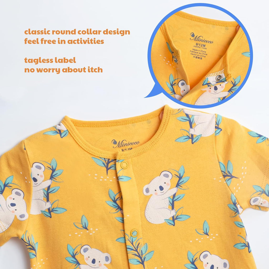 3-Pack 100% Cotton Baby Boy Rompers,0-24Months Short Sleeve Toddler Romper,Breathable Spring/Summer Clothes