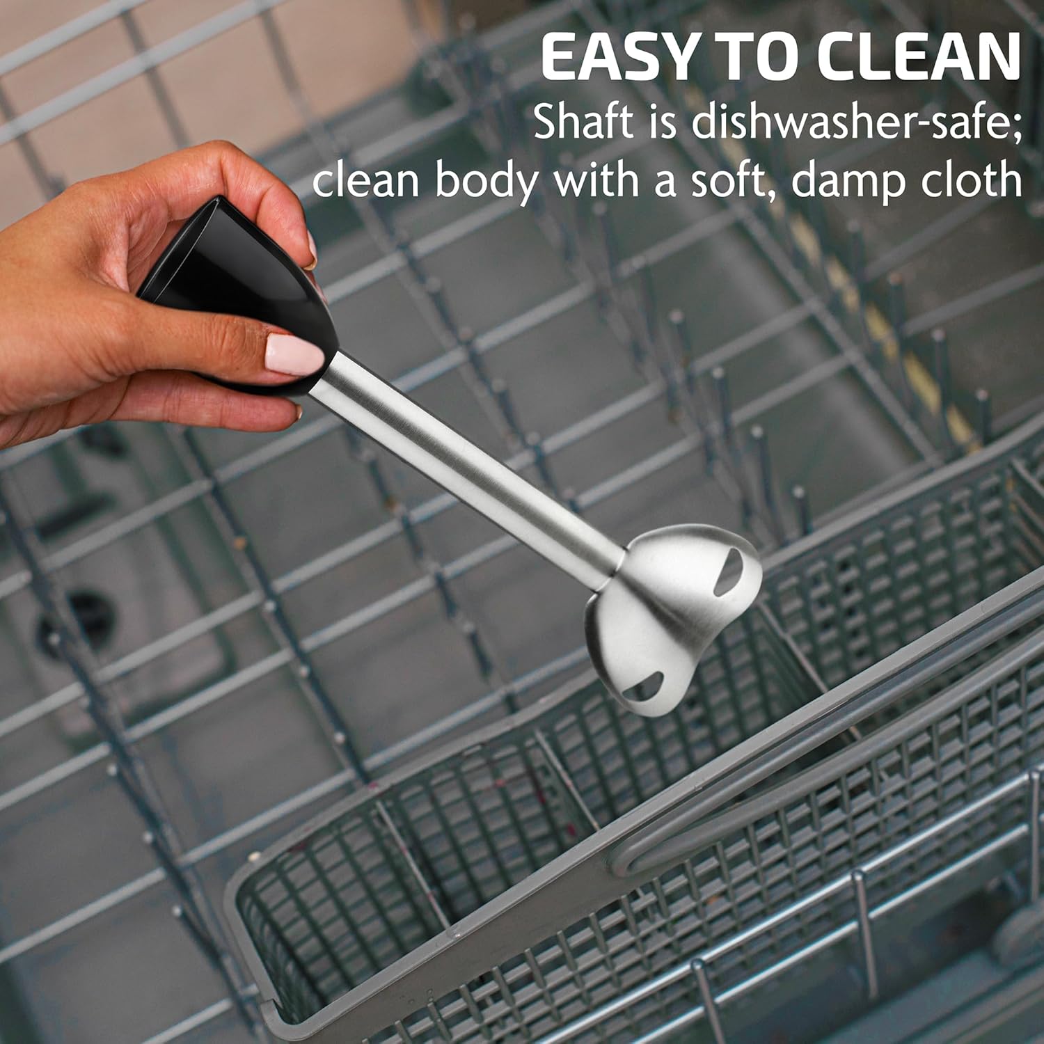 OVENTE Immersion Hand Blender, 300W Electric Handheld Portable Stick Mixer with 2 Mixing Speed and Stainless Steel Blades for Effortless Blending Smoothies, Shakes, Puree or Baby Food, Black HS560B