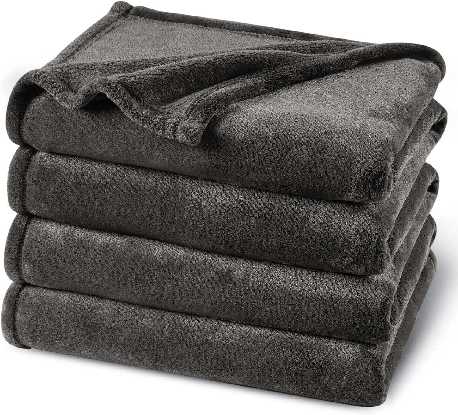 PHF Ultra Soft Fleece Blanket Queen Size, No Shed No Pilling Luxury Plush Cozy 300GSM Lightweight Blanket for Bed, Couch, Chair, Sofa Suitable for All Season, 90" x 90", Dark Grey