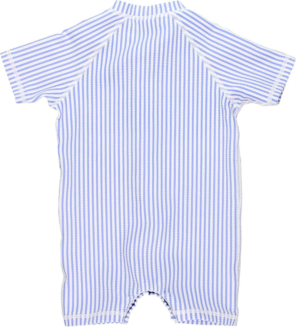 RUGGEDBUTTS Baby/Toddler Boy Swimsuit, One Piece Zipper Rash Guard Sunsuit with UPF 50+ Sun Protection