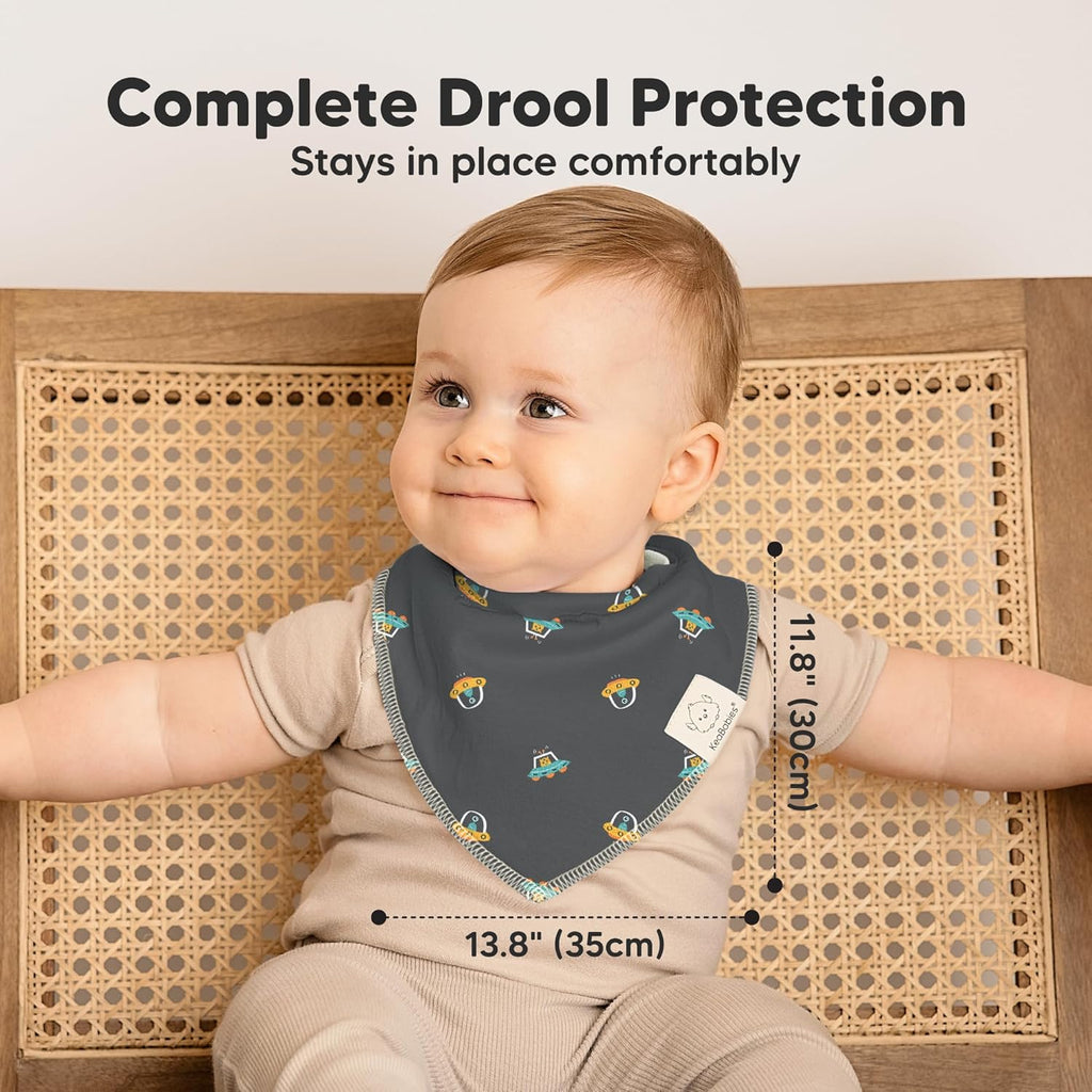 8-Pack Organic Baby Bandana Bibs for Boys, Girls - Super Absorbent Triangle Baby Bibs for Drooling and Teething Infant, 100% Cotton Extra Soft for Newborn, Infant 0-36 Months (Cosmo)