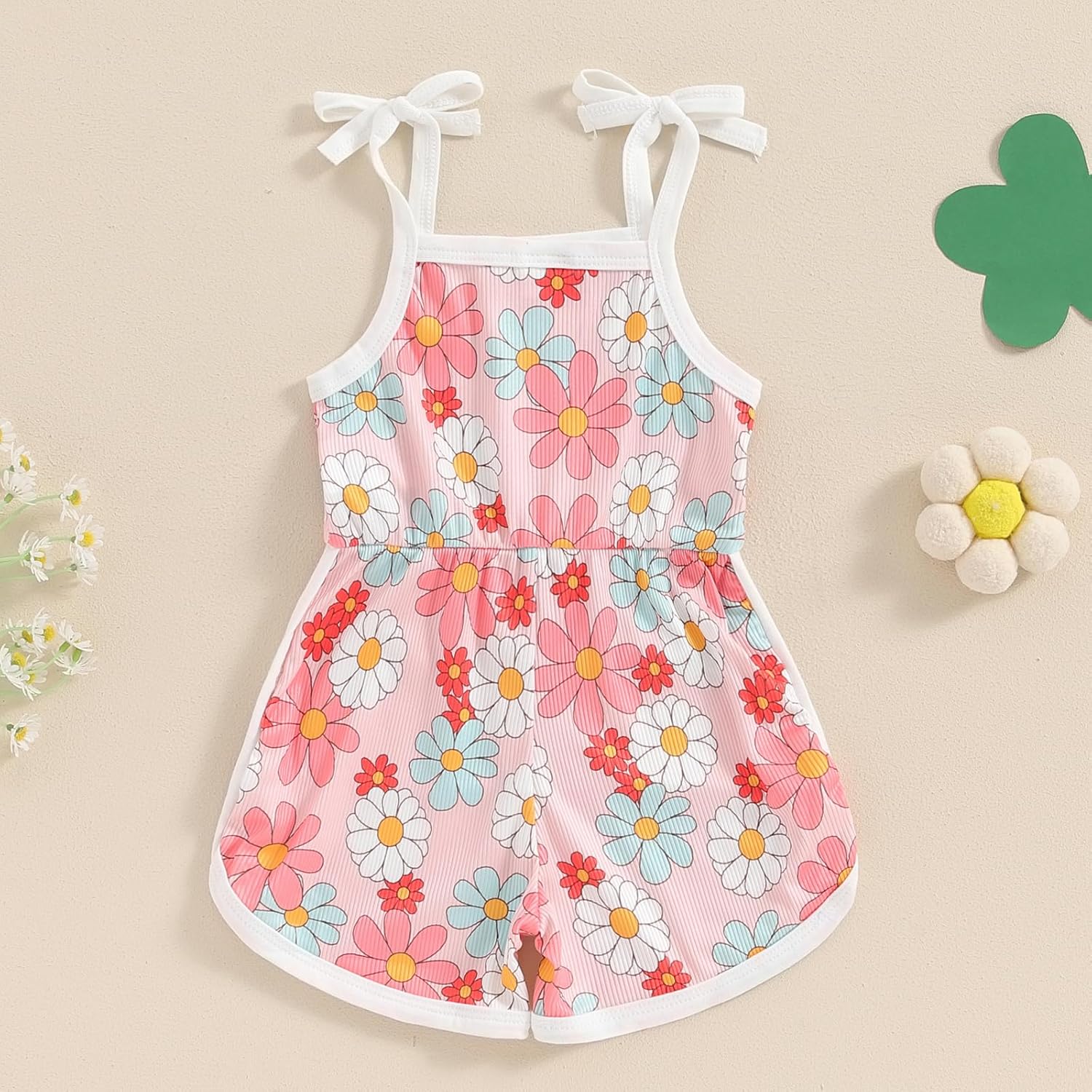 WZTYYDS Toddler Baby Girl Summer Clothes Floral Romper Tie-Up Strap Halter Jumpsuit Infant Summer Sling Playsuit 6M-3T