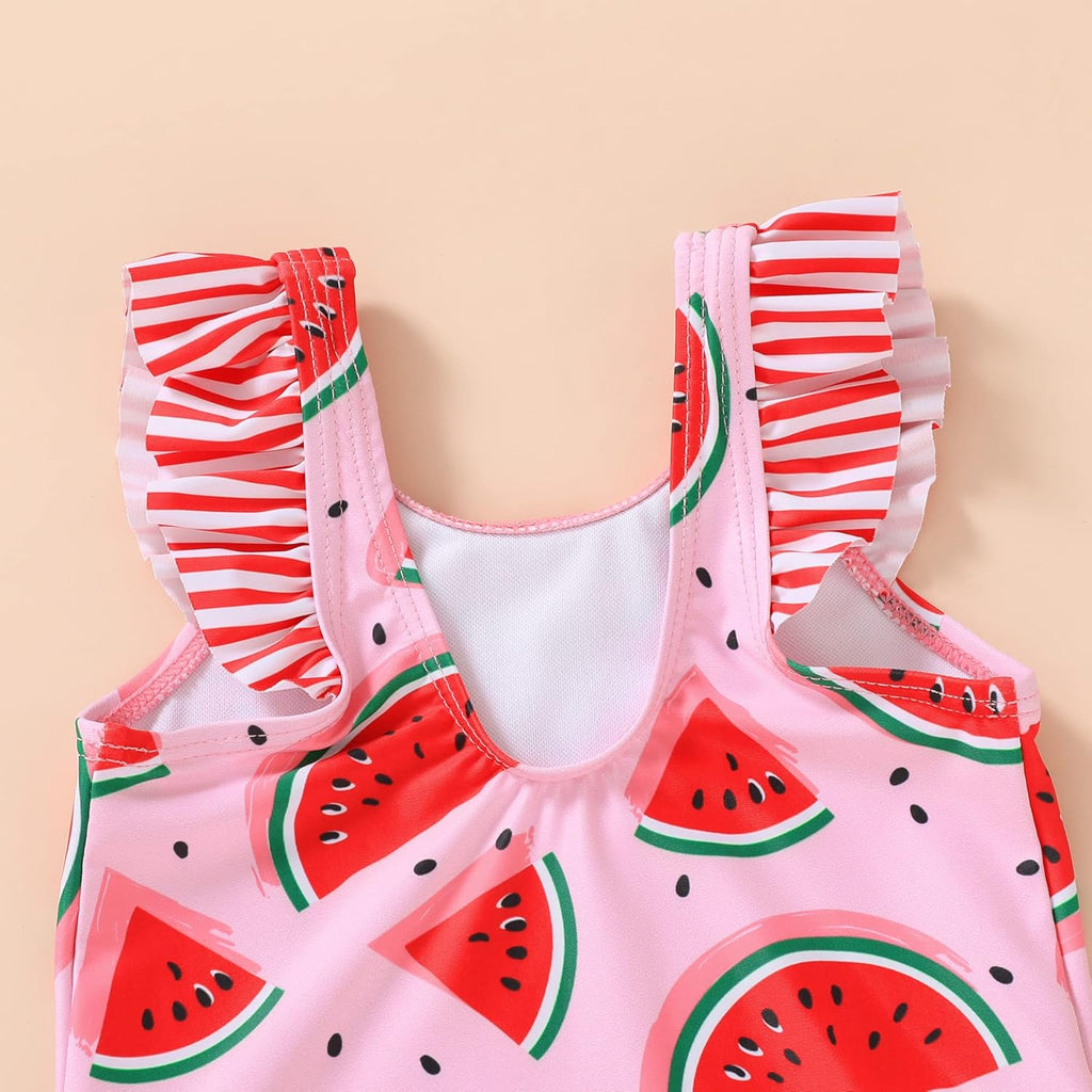 Tiny Cutey Toddler Girl Swimsuit Ruffled Stripe Sleeveless Swimwear One-Piece Baby Girl Bathing Suits