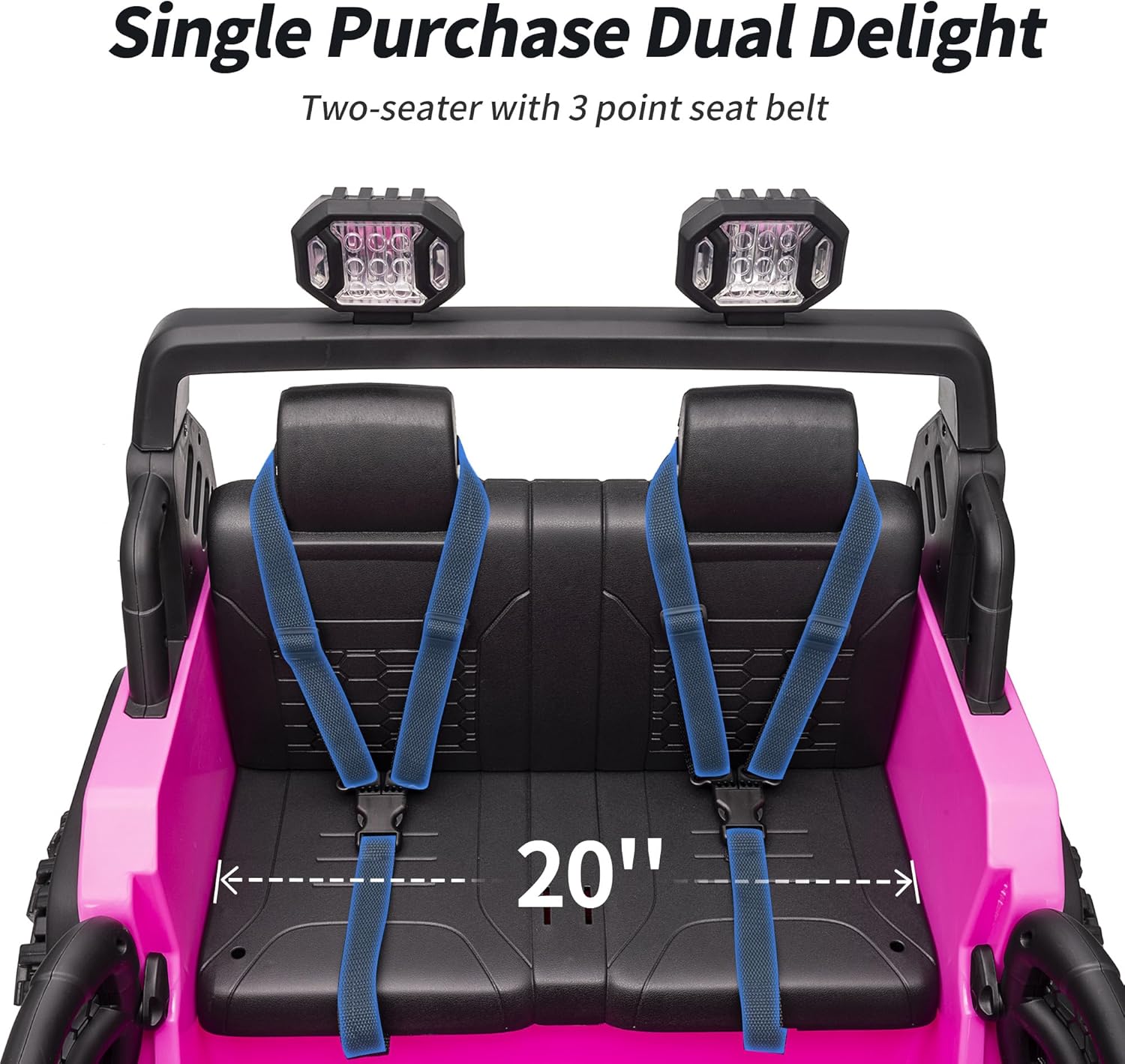 2 Seater Ride on Car Truck, 12V Kids Electric Ride on Toy for Big Kids Age 3-8 w/Remote Control- Hot Pink