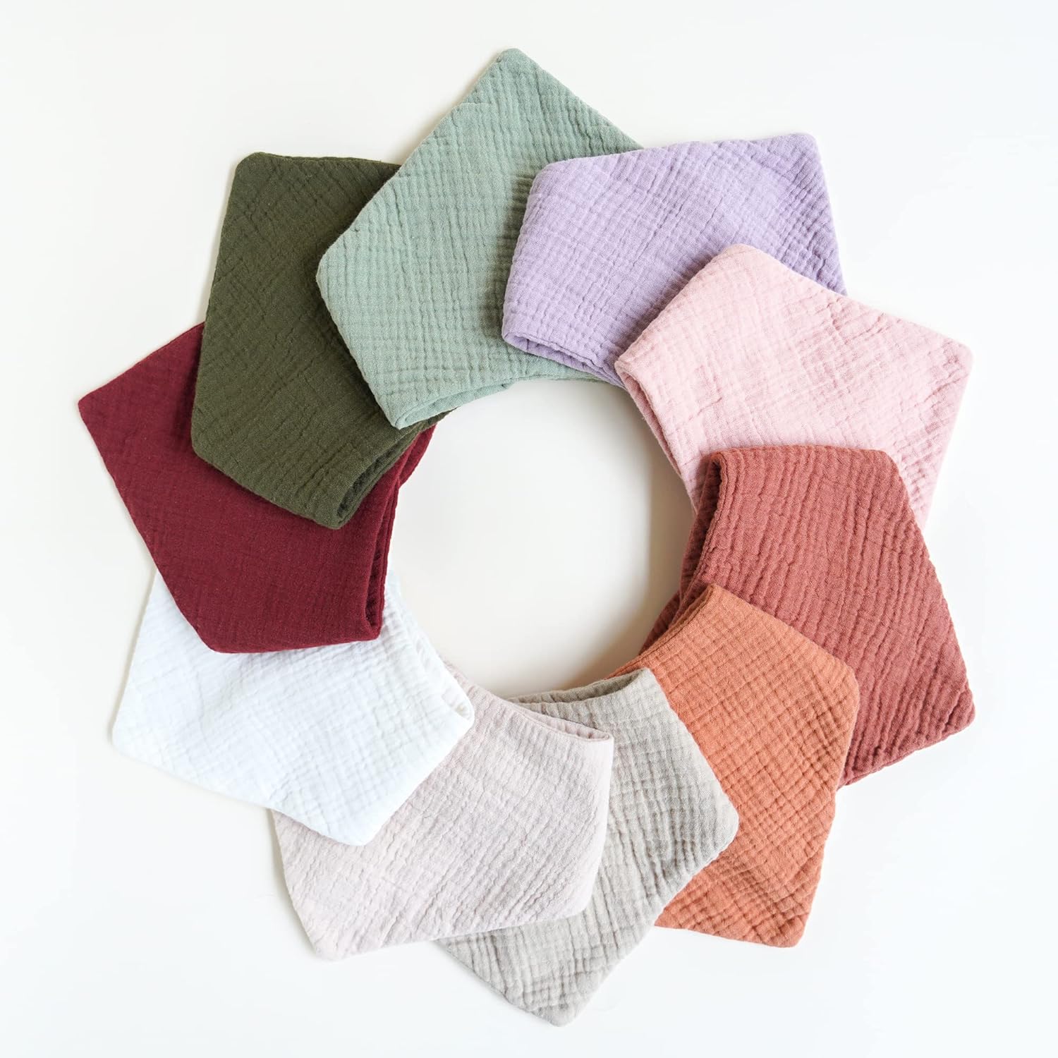 Konssy Muslin Baby Bibs 10 Pack Baby Bandana Drool Bibs 100% Cotton for Unisex Boys and Girls, Soft Absorbent Set for Teething and Drooling