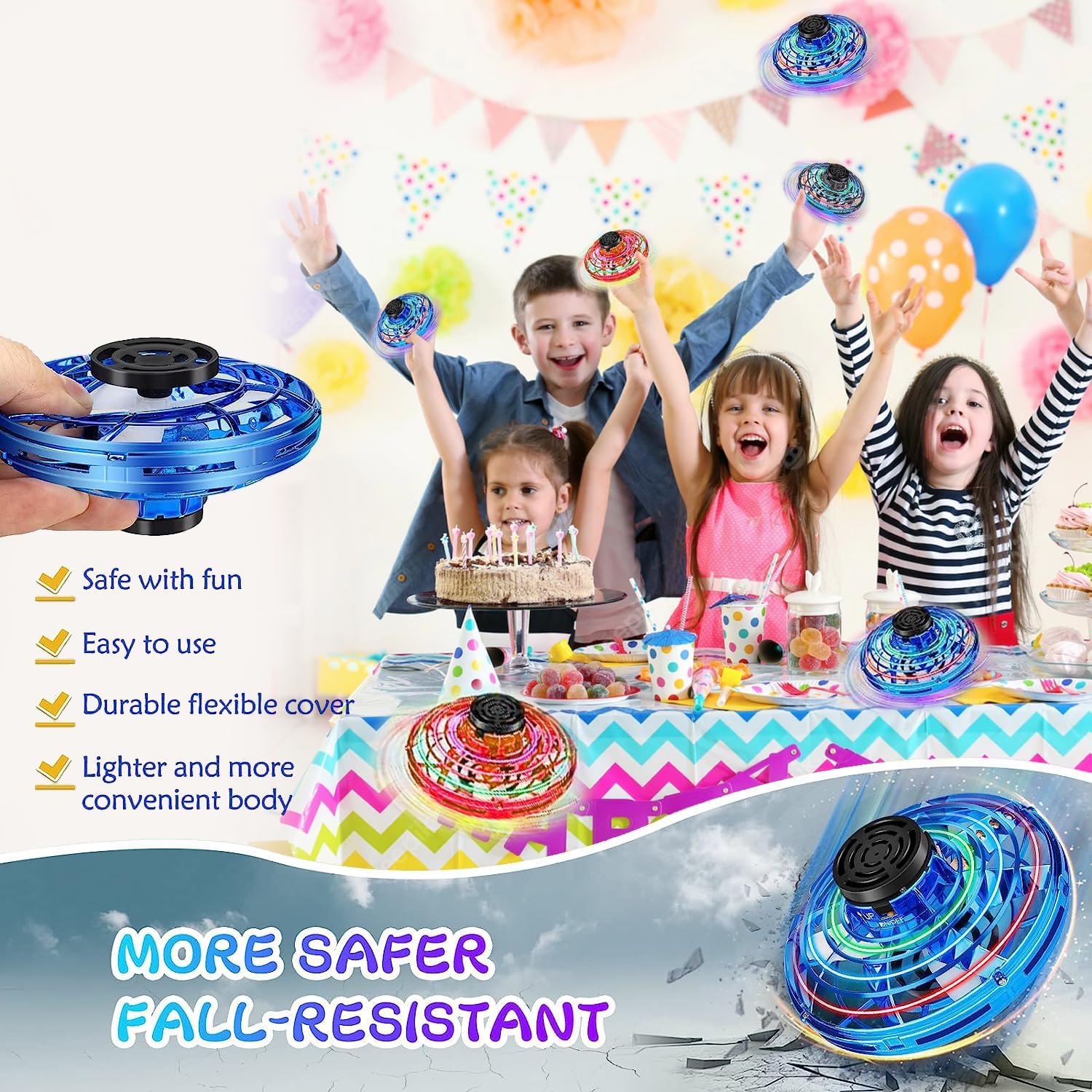 Flying Ifly Spinner, Fidget Spinner Flying Toys, Mini Fly UFO Hand Controlled Boomerang Drone, Cool Stuff Gadgets Gifts for Kids Boys Girls Teens 8 9 10+ Year Old Indoor Outdoor (Red)