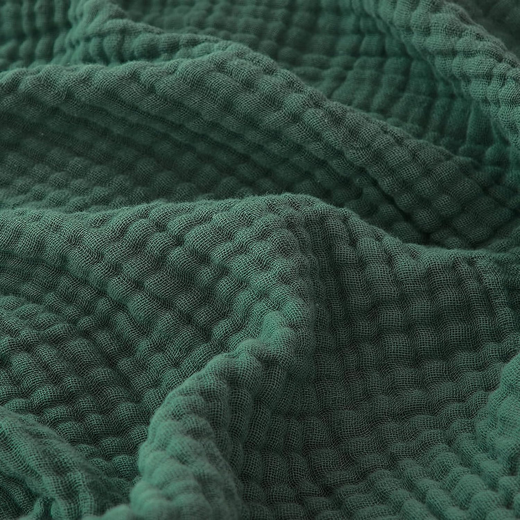 EMME Cotton Muslin Twin Blanket Breathable Gauze Blanket Soft Lightweight Blankets Adults Gifts for Women (Forest Green, 60"x80")