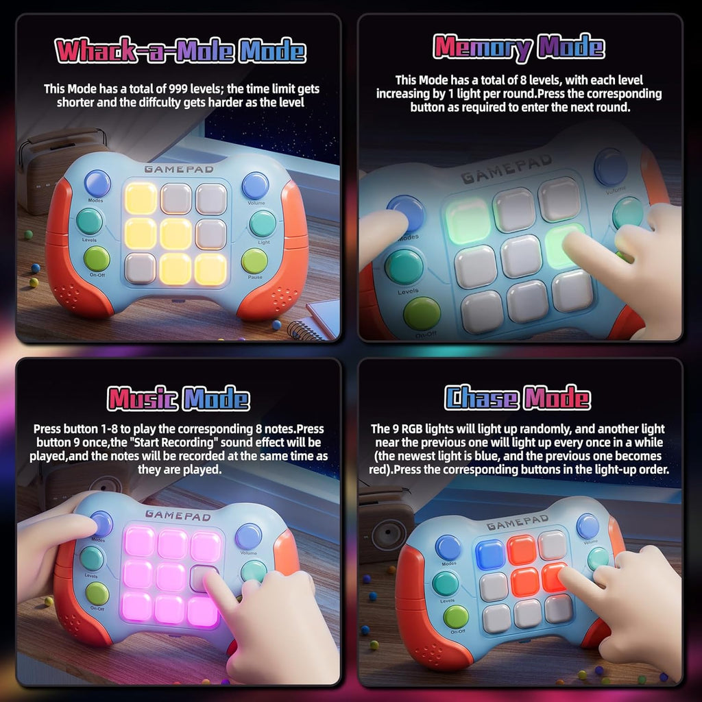 2024 New Fast Push Game Light Up Pop Fidget Toys,Its Electronic Handheld Game for Kids Teens Adults,Youth Quick Push Buttons Gamepad,Xmas Birthday Gifts Toys for Boys Girls,Ages 3 and Up (red)