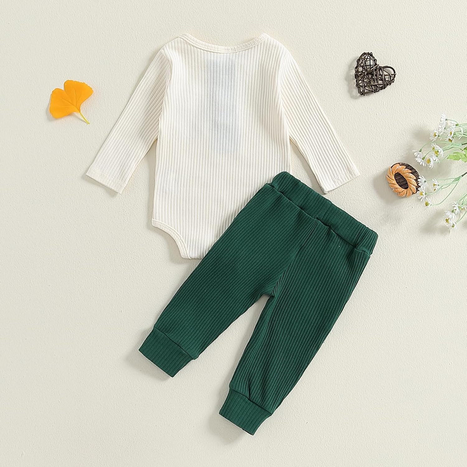 fhutpw Baby Boy Clothes 3 6 12 18 Months Ribbed Knitted Long Sleeve Romper and Pants Sets Newborn Fall Splicing Color Outfits