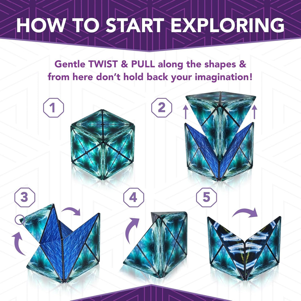 Magnetic Transforming Cube - Shape Shifting Double Creativity Puzzle w/ 96 Rare Earth Magnets - Transforms Into Over 100 Shapes - by Fun in Motion Toys - Creators of Shashibo & Cubendi