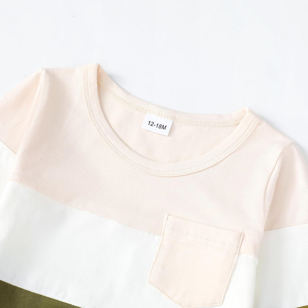 Toddler Baby Boy Outfits Fall Winter Clothes Color Block Long Sleeve Sweatshirt Tops + Jogger Pants Set 2PCS