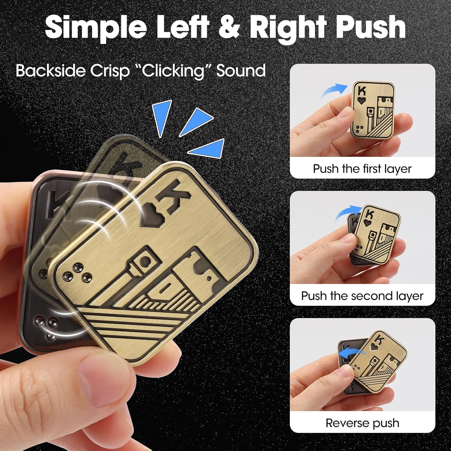 Fidget Toys 2 Pack, Magnetic Metal Fidget Slider Poker Card, EDC Toy for Adults,Relieve Stress Anxiety ADHD