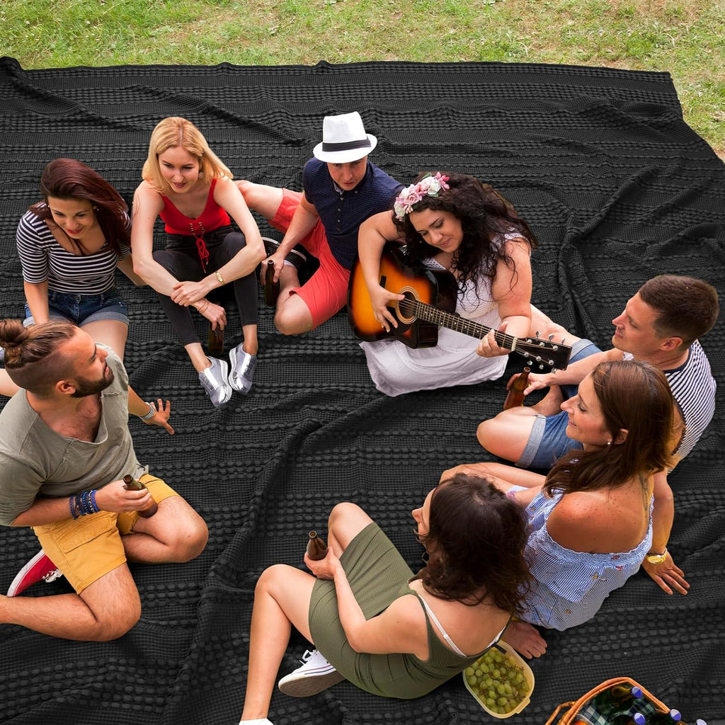 PHF 100% Cotton Waffle Weave Blanket Oversized King for Bed 120"x120"- Giant Big Lightweight Blanket 10'x10' for Bed Sofa - Aesthetic Extra Large Washed Cotton Soft Blanket - Black