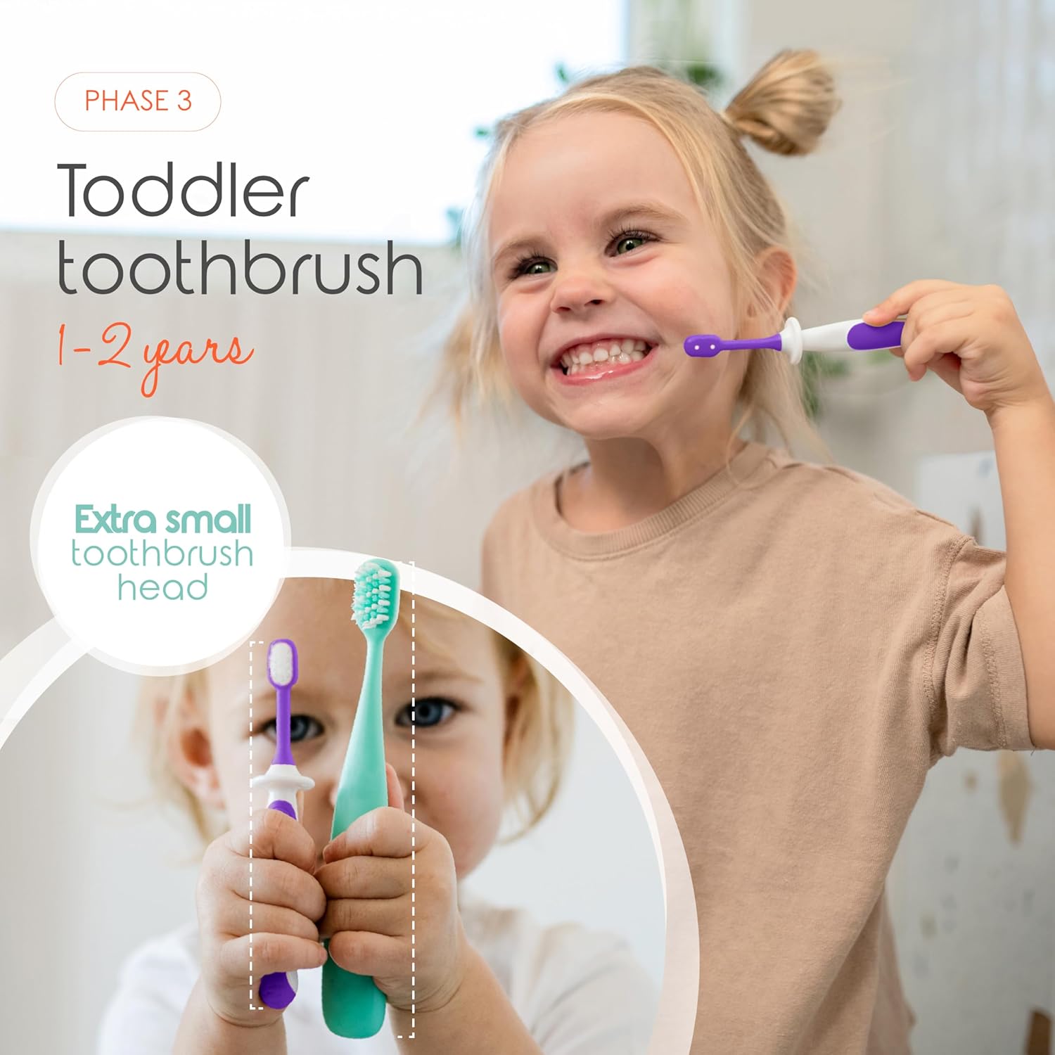 Cherish Baby Care Baby Toothbrush & Toddler Toothbrush Set (0-2 Years) - BPA-Free & Safety-Tested, 2023 Award Winner, Food-Grade Silicone (Purple)