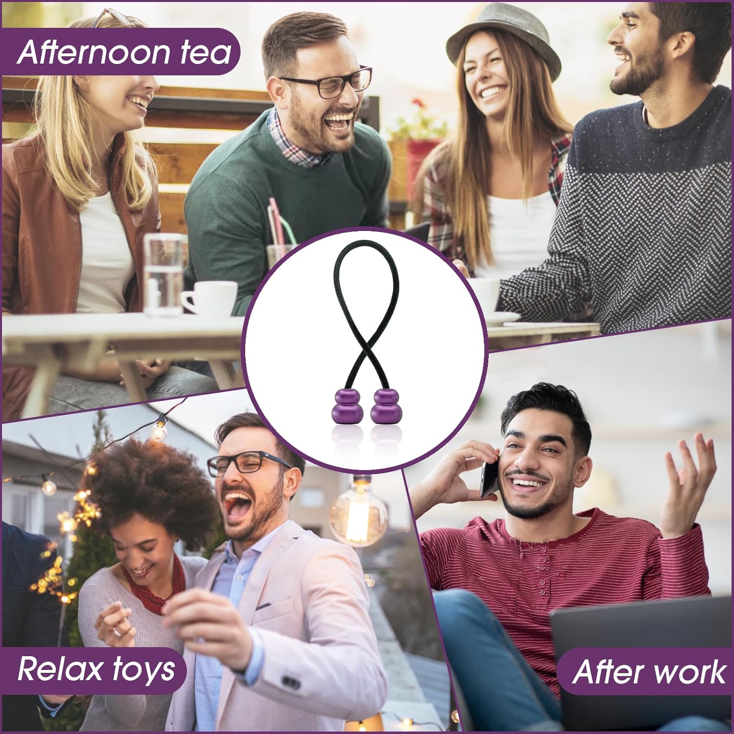 Fidget Beads - Worry Fidget Beads Spin & Bump - Made of Aluminum Alloy - for Men Women Youngs Skill Players Creates a Bit of Magic for You (Cala-Purple)