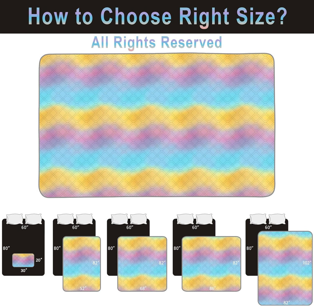 100% Waterproof Dog Bed Cover 102x82 inch Reversible Changing Pad Reusable Camping Mat for Kids/Pet/Dog/Cat Washable Geometric Embroidery Blanket Patchwork Rainbow Ombre Printed+Gray
