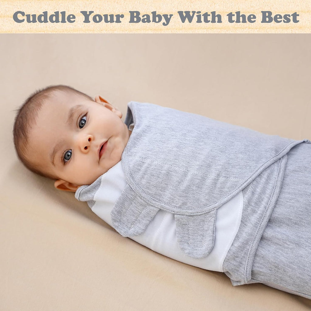 Bublo Baby Swaddles for Newborns – 3-Pack Infant Swaddles 0-3 Months – Adjustable Swaddle Sleep Sack – Soft Organic Cotton Baby Wrap for Safe & Cozy Sleep (Melange Grey)