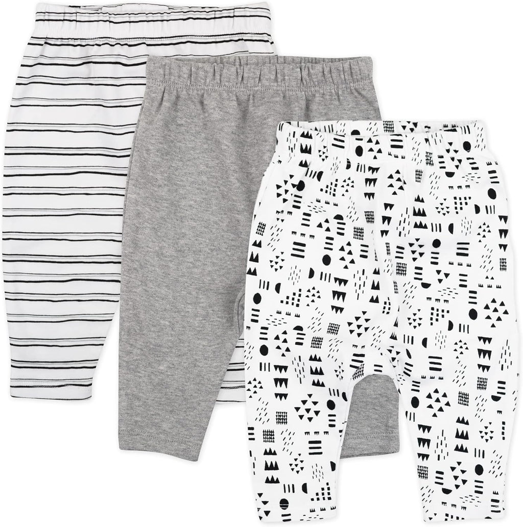 HonestBaby Multipack Harem Pants Roomy Fit Pull on Bottoms 100% Organic Cotton for Infant Baby Boys, Girls, Unisex