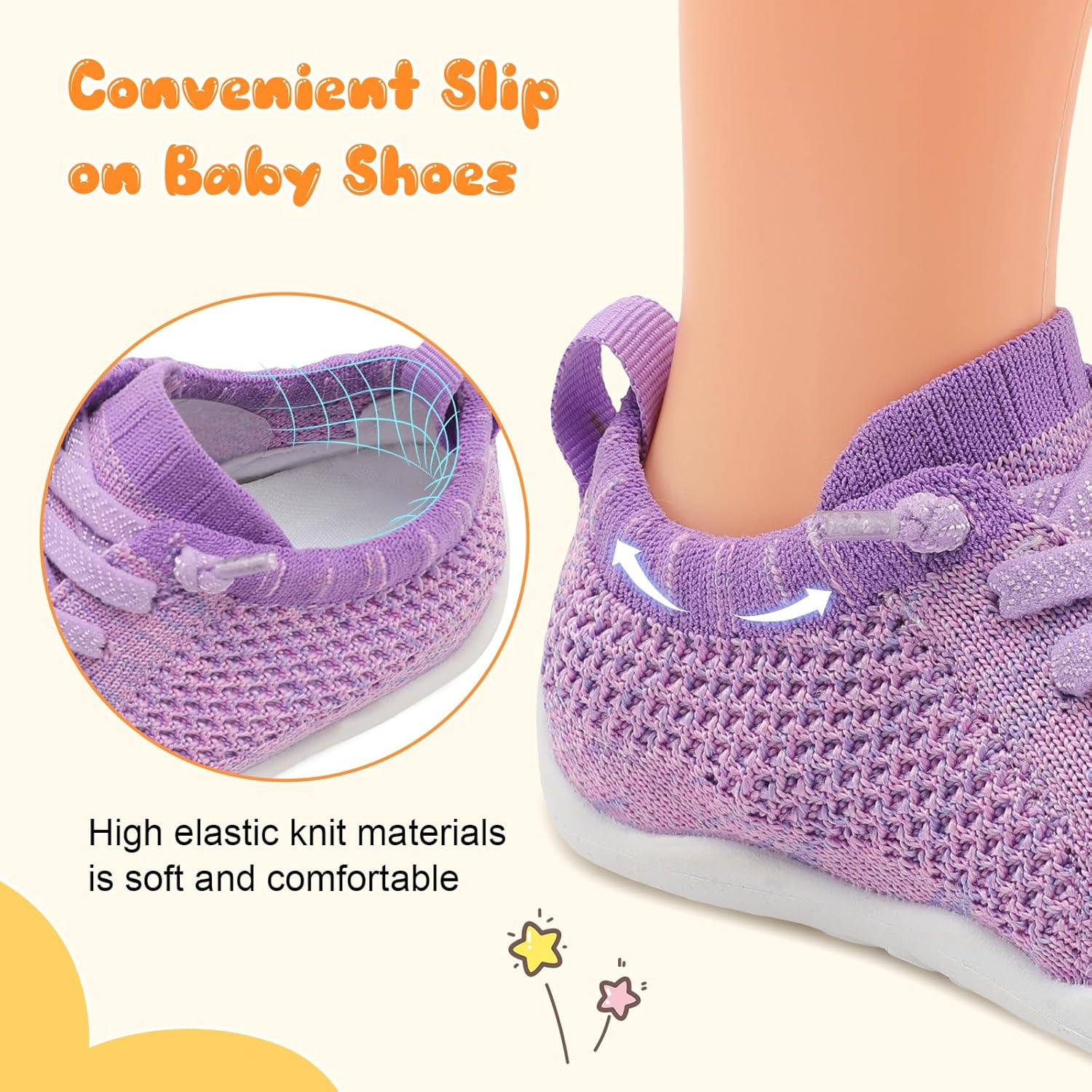 JIASUQI Baby Shoes for Toddler Boys Girls Sneakers Slip on Walking Shoes for Babies