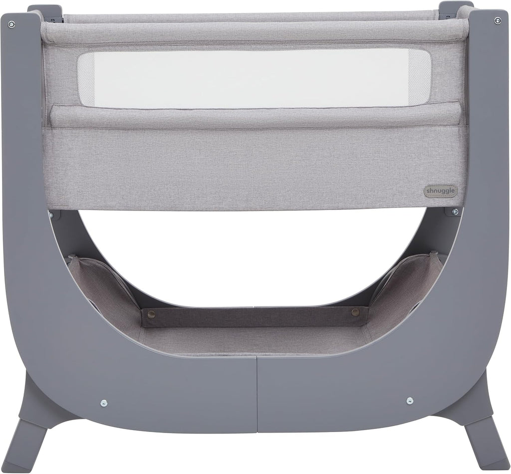 Air Lite Bedside Infant Crib | Breathable Mesh Sides, Drop-Down Panel, Reflux Incline, Adjustable Height, Compact Co-Sleeper Crib with Mattress - Grey