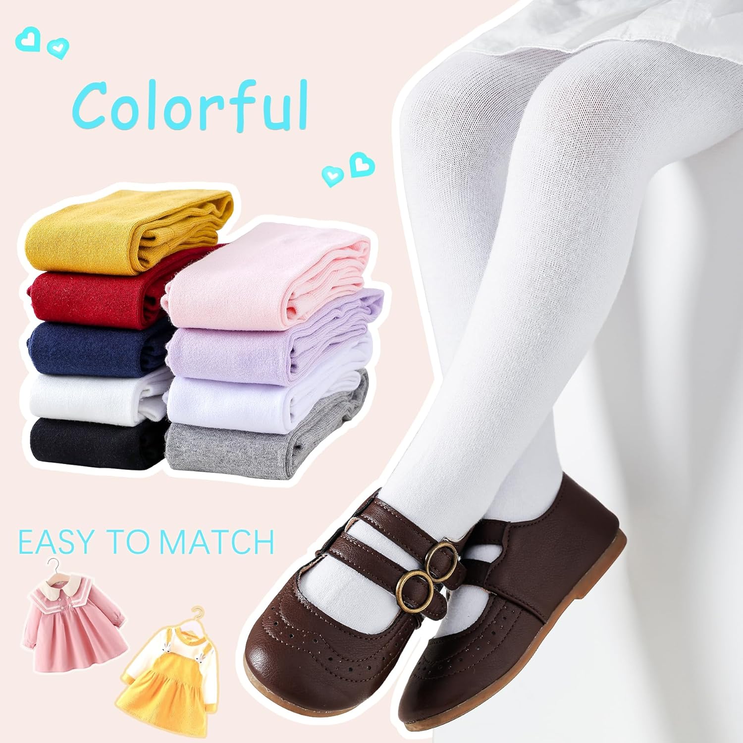 Baby Tights Non Slip Toddler Stockings Tights with Grippers Seamless Soft Cotton Knit Leggings Newborn