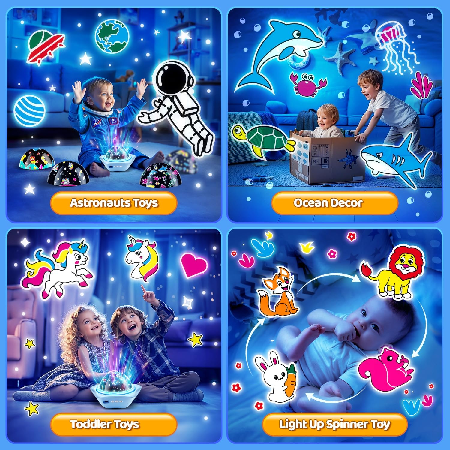 Onefire Star Projector Light Up Toys, Glow In The Dark Stars for Ceiling Projection Kids Toys,Dimmable Night Light Projector for Kids Room,Remote Dinosaur Toys for Boys,Dinosaur Gifts for Toddler Toys