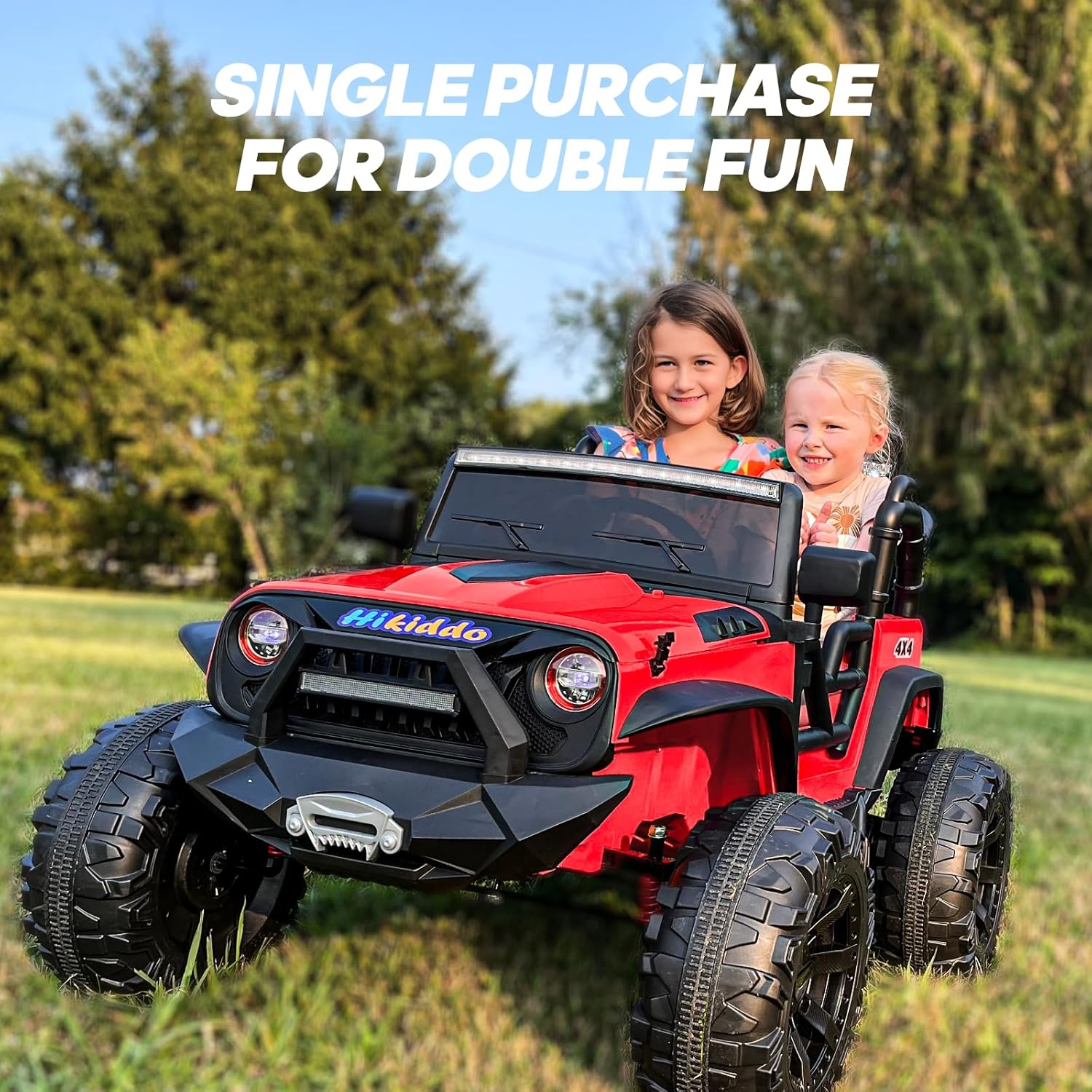 24V 9Ah Ride on Toy for Big Kids, 4WD 2 Seater Ride on Car Truck with Remote Control, 4x200W Motor - Red