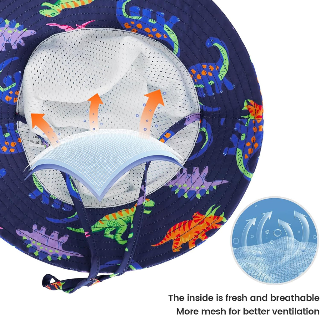 Baby Sun Hat 0-6 Years Toddler Boys Girls Adjustable Bucket Hats Kids Bucket Hats UPF 50+ Wide Brim Beach Swim Pool