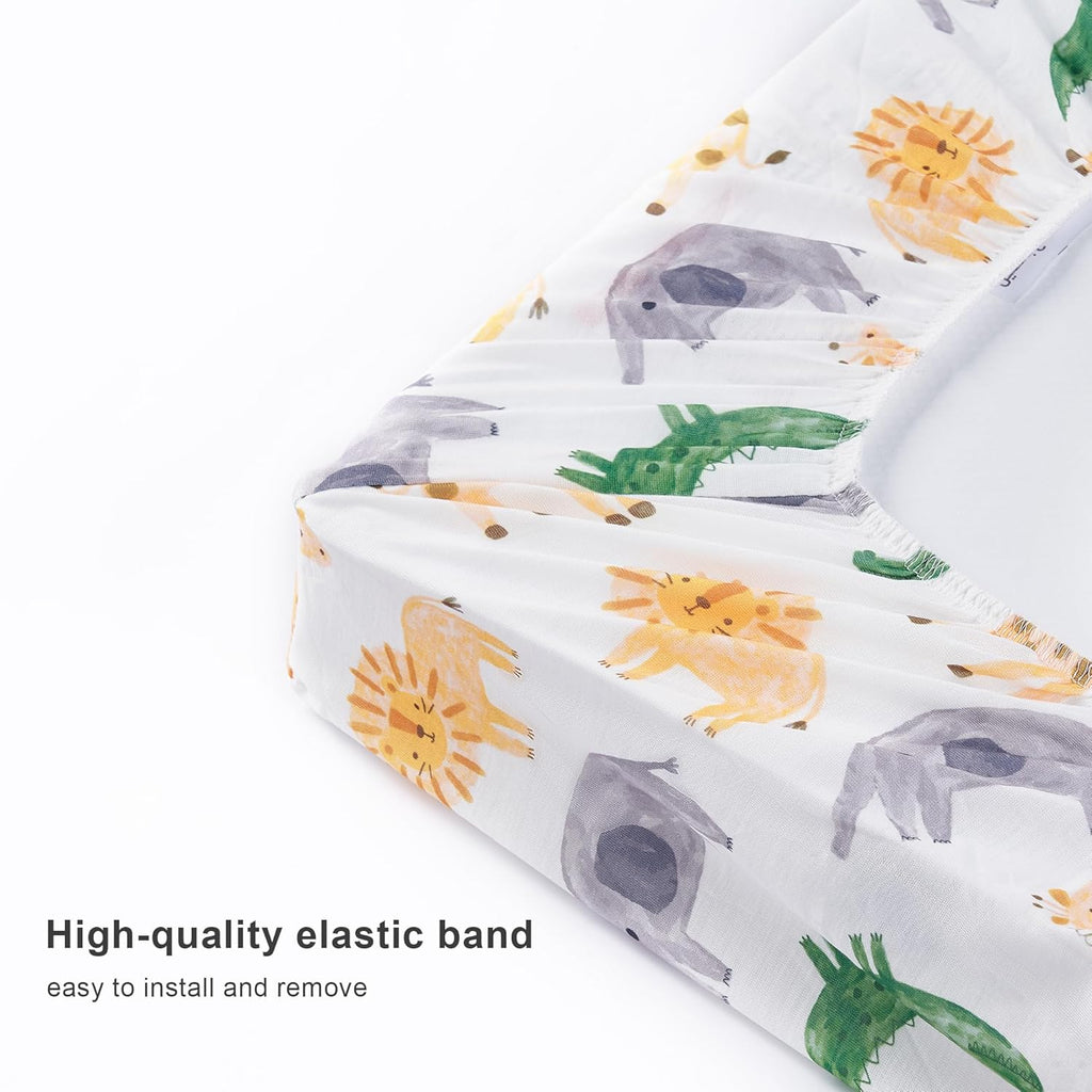 TILLYOU Baby Changing Pad Cover, Changing Table Cover for Girls Boys, Ultra Soft Breathable, 2 Pack African Steppe & Grey