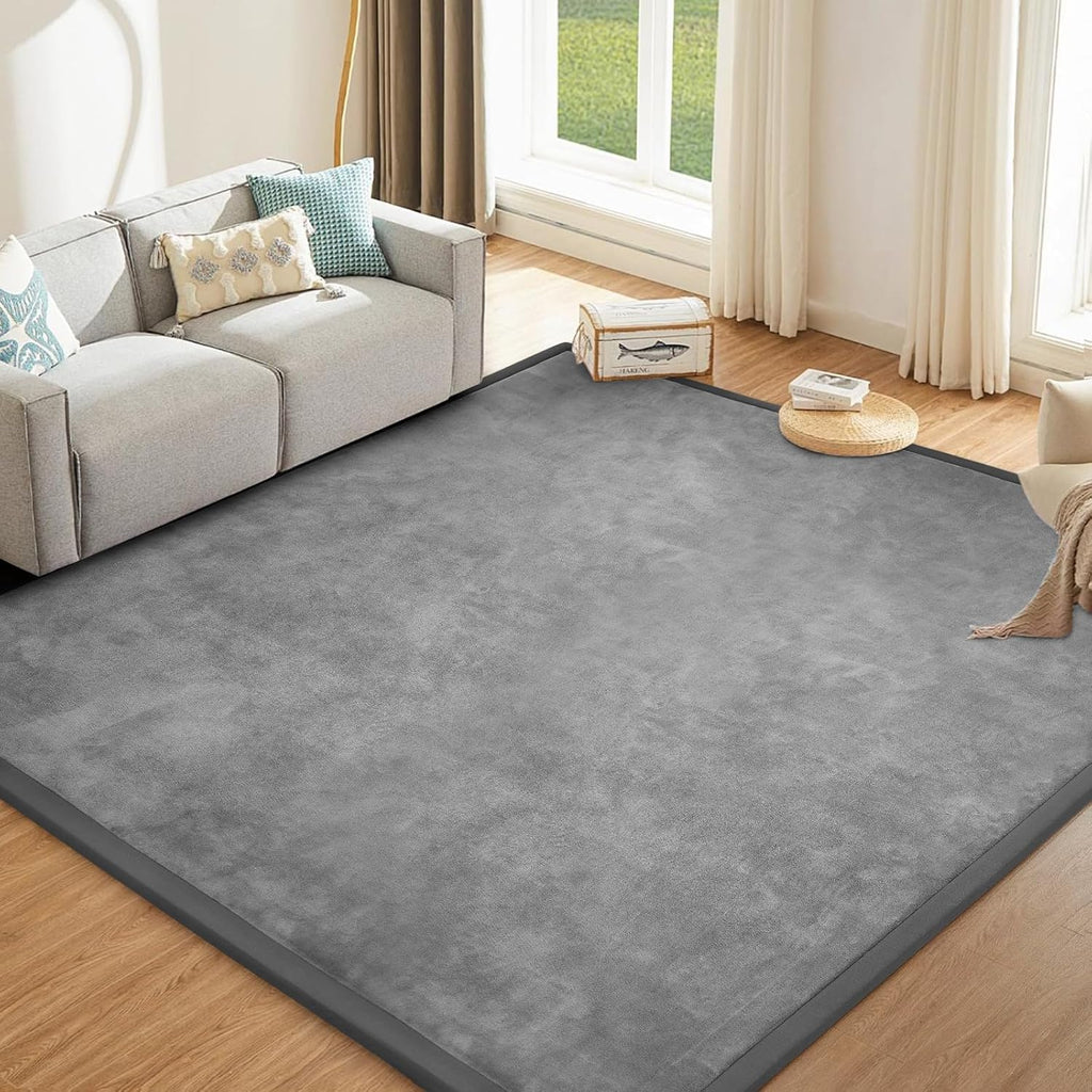 Baby Play Mat 1.2" Thick Memory Foam Nursery Rug Area Rug, 9’2” X 6’7” Yoga Mat Playmat Crawling Mat for Baby,Toddlers, Infants, Kids,Floor Mat Tatami Mat for Living Room with Non-Slip(Grey)