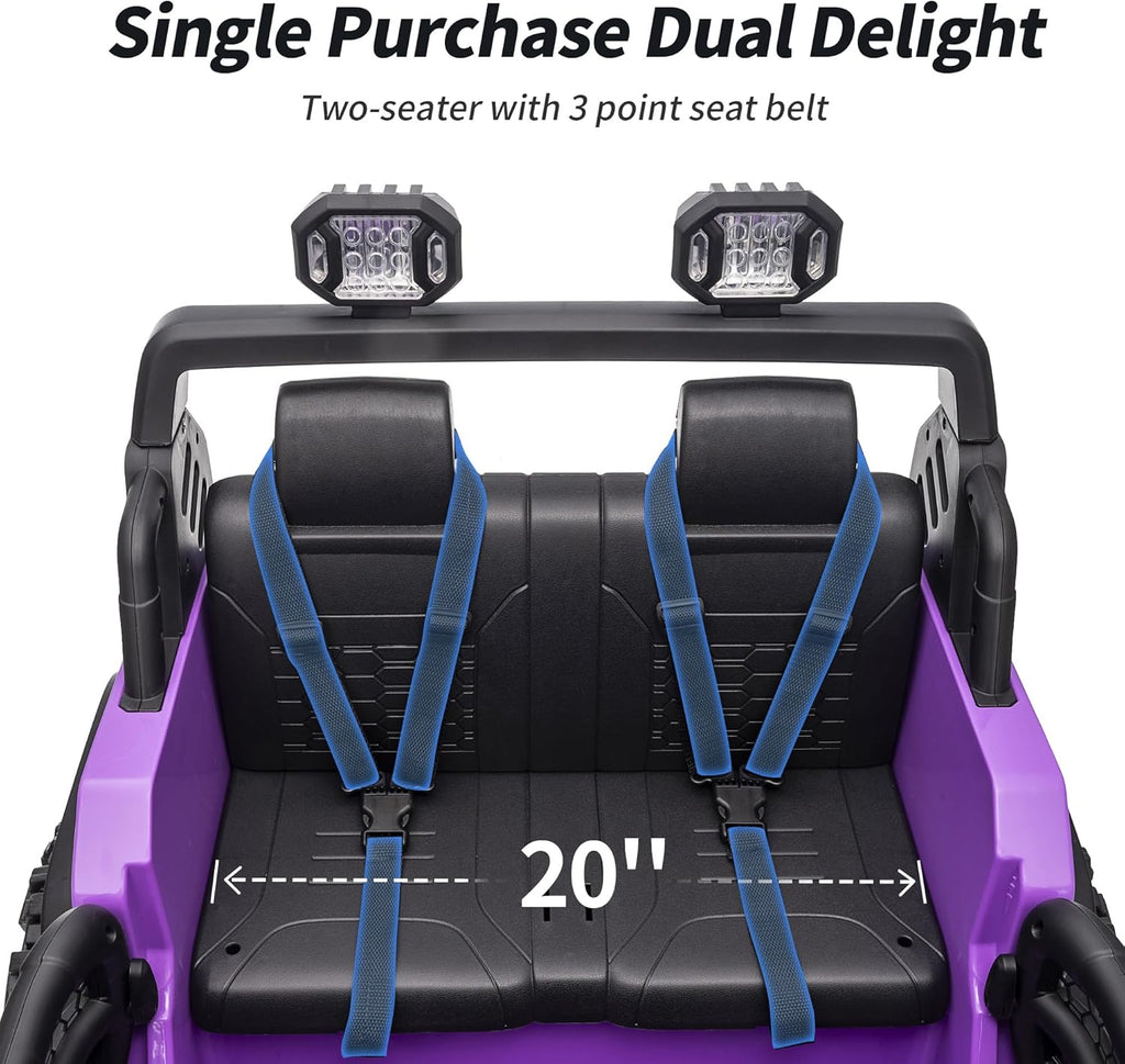2 Seater Ride on Toy Car for Kids, 24V 4x4 Ride-on Truck Kids Electric Car w/Remote Control, 4x200W Motors - Purple