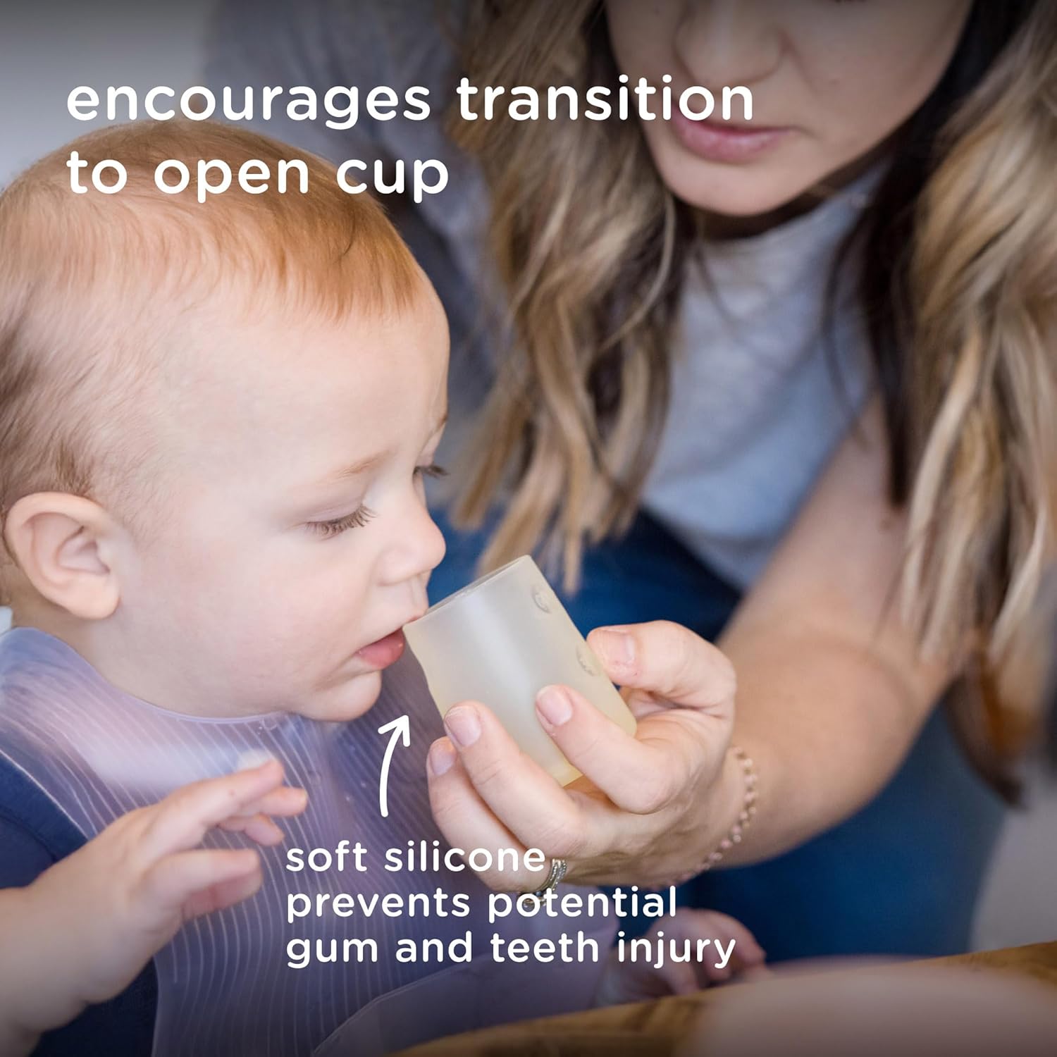 Olababy First Cup | Clear Sense 100% Silicone Infant Trainer Cup | 2oz Medicine Cup for Newborn | Non-Slip & Sloping Design for Tiny Hands & Baby Led Weaning (Lilac/Coral, 2 Cups)