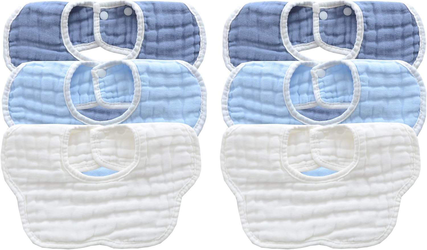 MUKIN Baby Drooling Towel, Snap Bibs, Muslin Bibs, 6 Pack, Adjustable, Soft Cotton