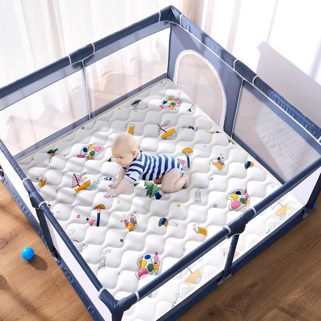 Vibe bear High-Density Foam Baby Play Mat,36x36 Inches Thicken One-Piece Infants Crawling Mat,Comfortable and Soft Baby Playmat,Non Slip Washable Floor Mat for Babies,Infants,Toddlers