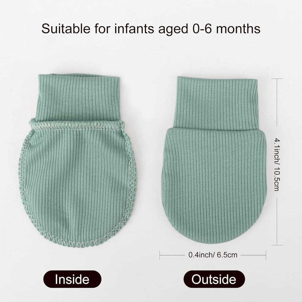 BQUBO 6 Pairs Newborn Baby Boys Girls Mittens 0-6 Months Unisex-Baby Infant Mittens Elastic No Scratch Wrist Gloves
