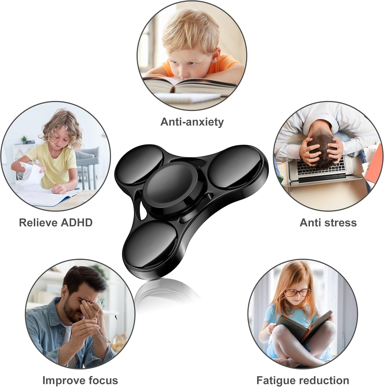 ATESSON Fidget Spinners Toy,Ultra Durable Stainless Steel Bearing High Speed 3-5 Min Precision Brass Metal Finger Spinner,EDC ADHD Stress Relief Anxiety Relieves Reducer for Kids and Adults