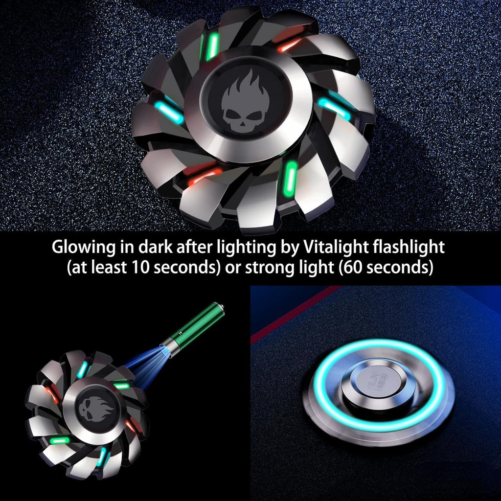 Metal Fidget Spinner High Speed and Silence Colorful Glowing, Cool Mechanical Gear Spinner, Anti-Anxiety and Stress Release for Kids and Adults