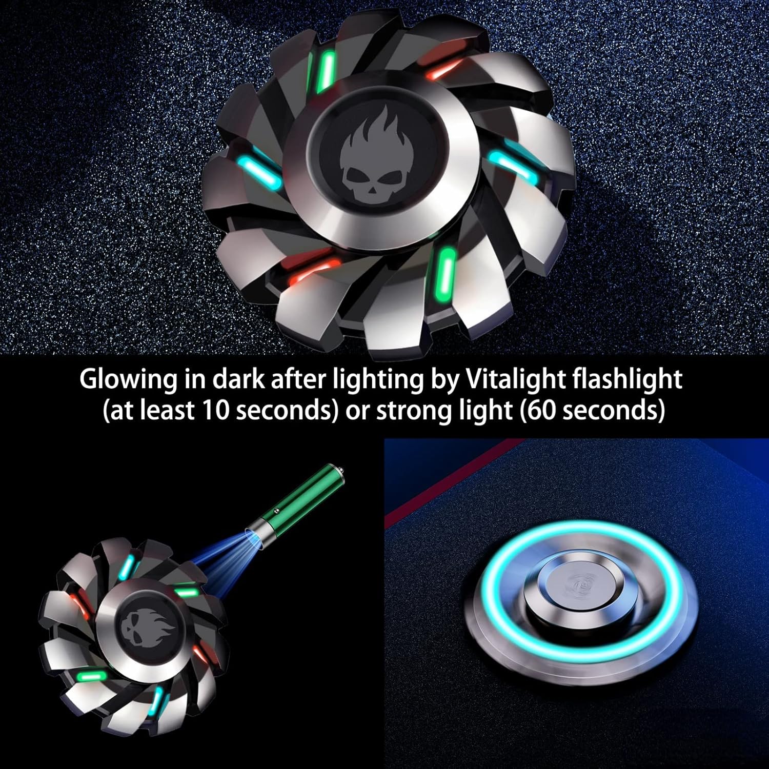 Metal Fidget Spinner High Speed and Silence Colorful Glowing, Cool Mechanical Gear Spinner, Anti-Anxiety and Stress Release for Kids and Adults