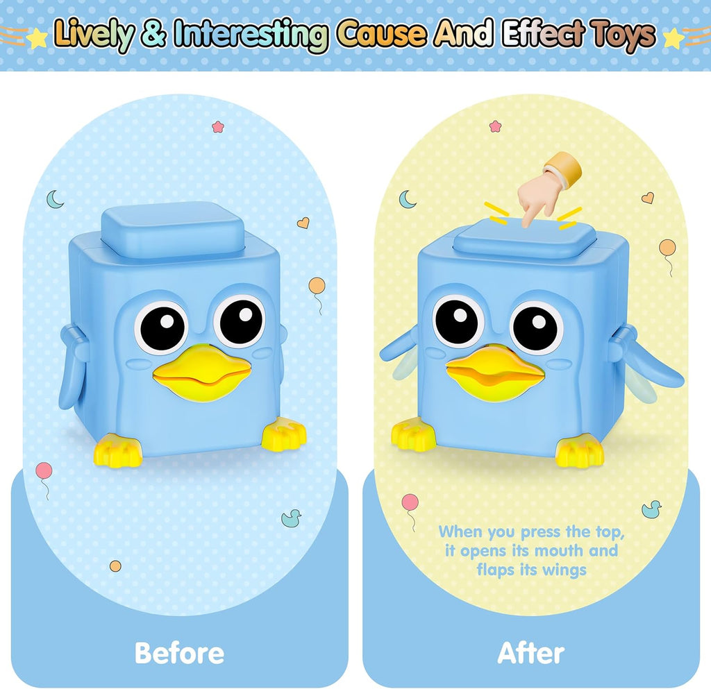 Stacking Toys Set for Toddlers 18+ Months, 6 in 1 Infant Sensory Toys with Changing Expressions, Pressable Animal Stacking Blocks, Christmas Birthday Gifts for 1 2 3 4 Years Old Baby Boys Girls