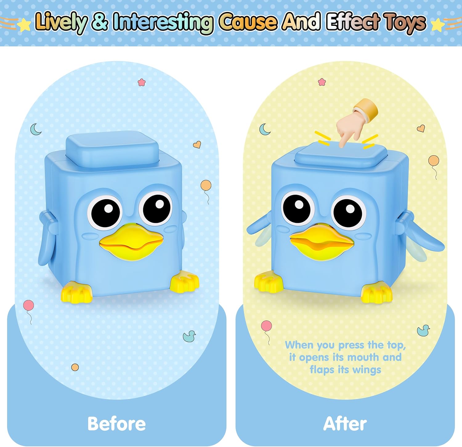 Stacking Toys Set for Toddlers 18+ Months, 6 in 1 Infant Sensory Toys with Changing Expressions, Pressable Animal Stacking Blocks, Christmas Birthday Gifts for 1 2 3 4 Years Old Baby Boys Girls