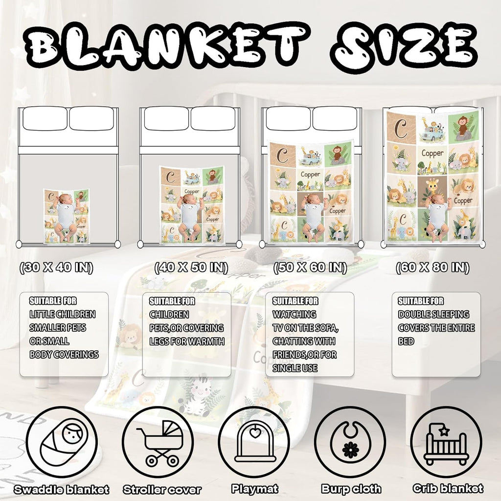 Ship Next Day, Personalized Baby Blanket – Printed in USA, Custom Baby Blanket for Boys & Girls, Baby Blanket with Name, Baby Shower, Easter, Christmas, Birthday Newborn & Toddler Gifts, Baby Gifts