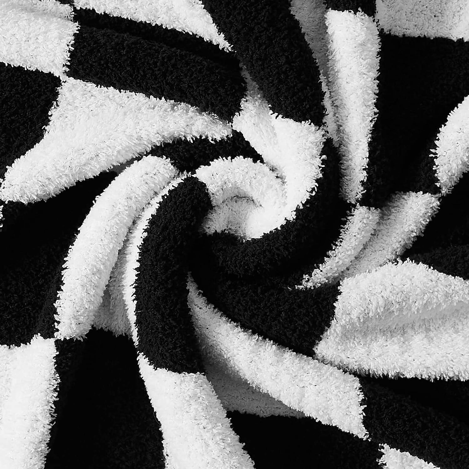 WRENSONGE Checkered Throw Blanket, Black and White Soft Cozy Fluffy Warm Hand Made Throw Blankets for Couch, Sofa, Chair, Bed, Camping, Picnic, Travel Lightweight Bed Blanket - 60"*80"