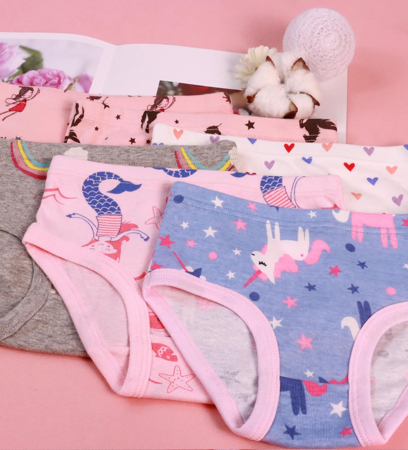 Boboking Girls Soft Underwear Toddler Kids Briefs Cotton Panties 12-pack