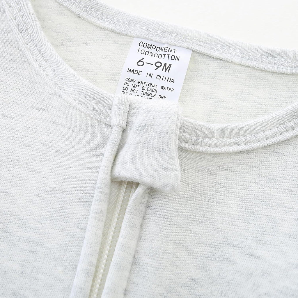 Baby Romper 100% Organic Cotton Pajamas One Piece Long Sleeve Zipper Footie Onesie for 0~12M Baby