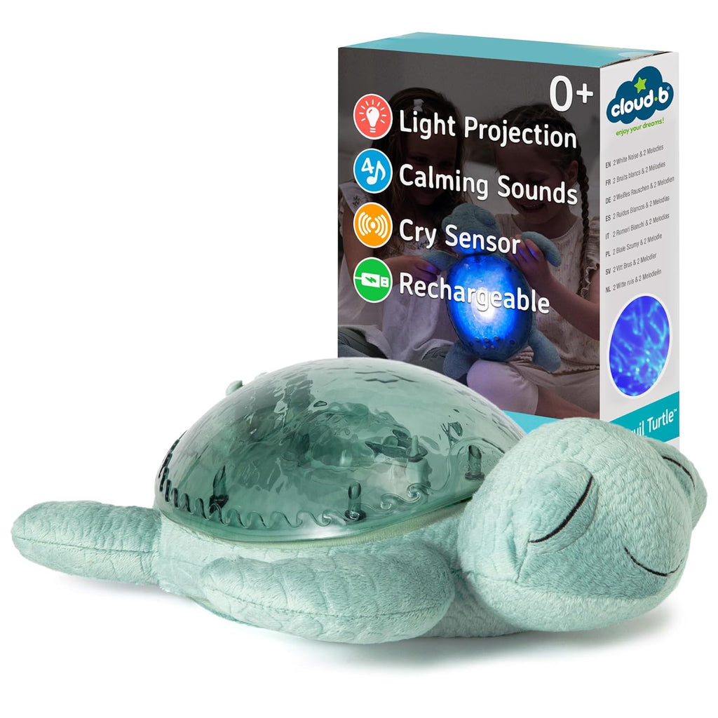 Cloud b Ocean Projector Nightlight with 2 White Noises & 2 Soothing Sounds | Adjustable Settings | Cry Sensor | Tranquil Turtle - Green (Rechargeable)