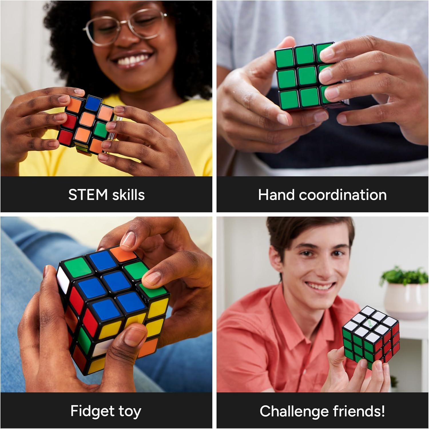 Rubik's Re-Cube, The Original 3x3 Cube Made with 100% Recycled Plastic 3D Puzzle Fidget Cube Stress Relief Travel Game, for Adults and Kids Ages 8+