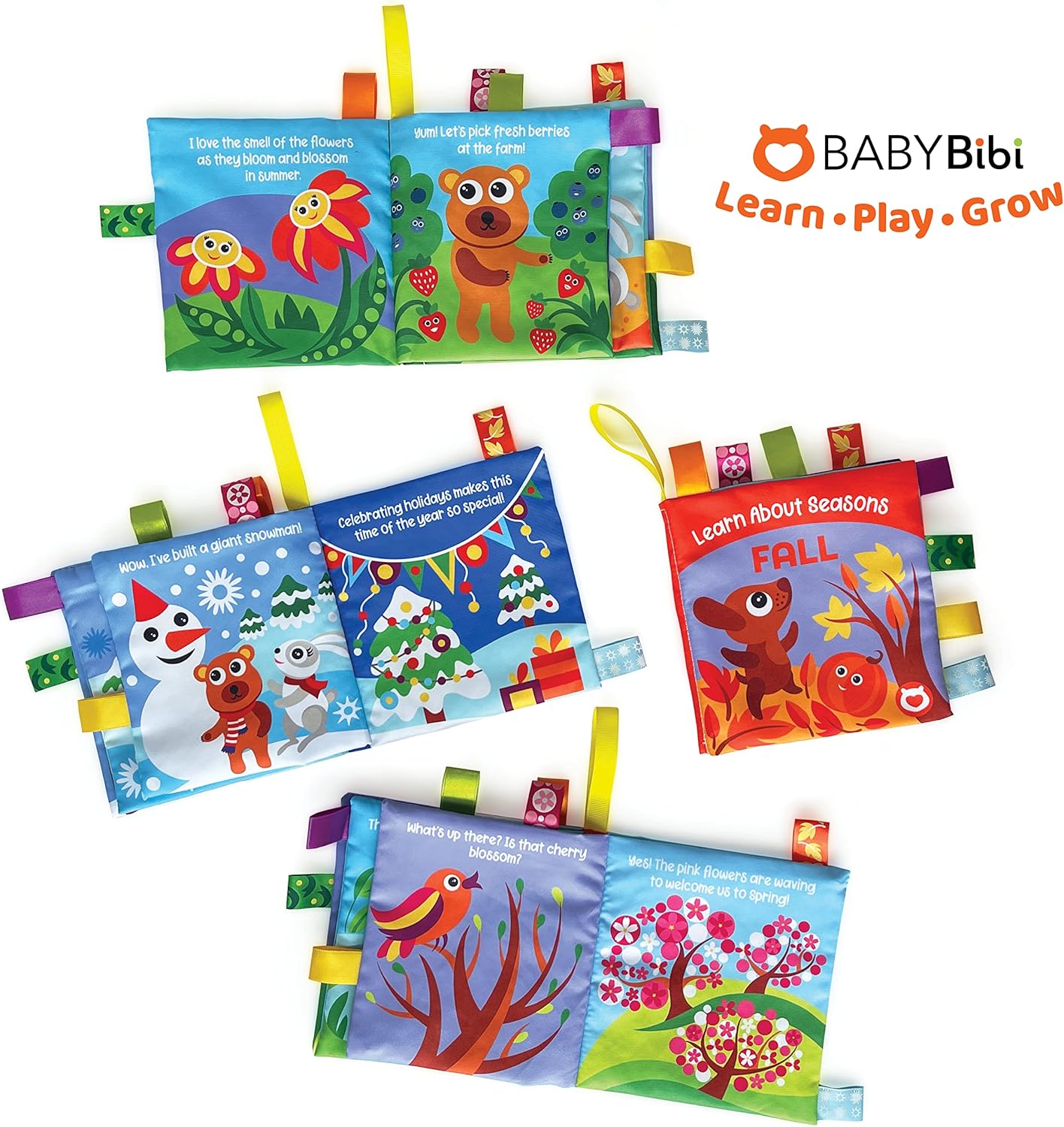 Cloth Books for Babies - Learn About Seasons, Playful Illustrations, Crinkle Pages & Cute Characters - for Babies 24 Months Old(Set of 4)