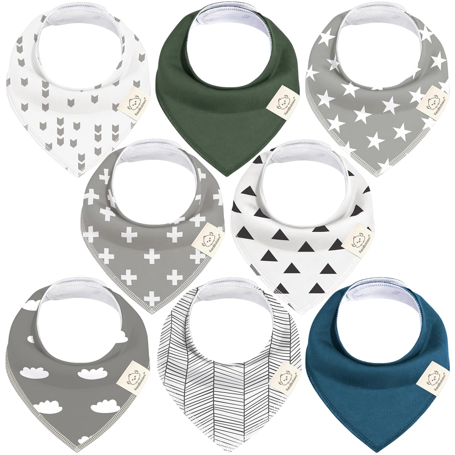8-Pack Organic Baby Bandana Bibs for Boys, Girls - Super Absorbent Triangle Baby Bibs for Drooling and Teething Infant, 100% Cotton Extra Soft for Newborn, Infant 0-36 Months (Crossroads)
